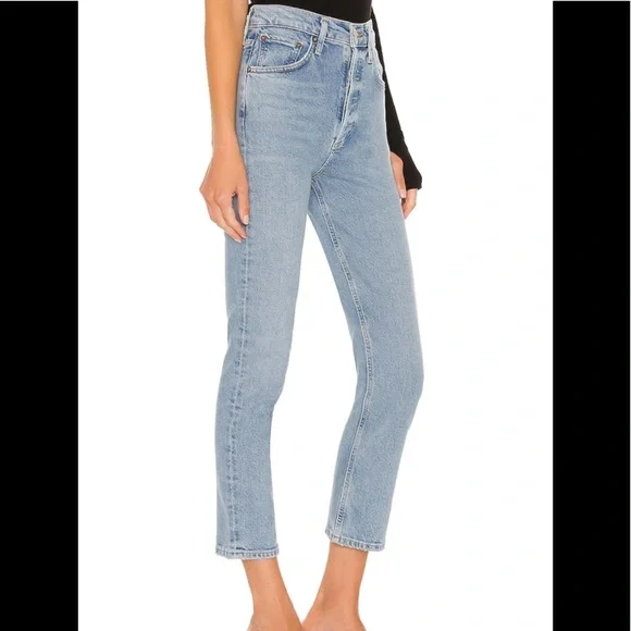 AGOLDE Riley High Rise Straight Crop Ankle Button Fly Size 30 - Picture 3 of 12